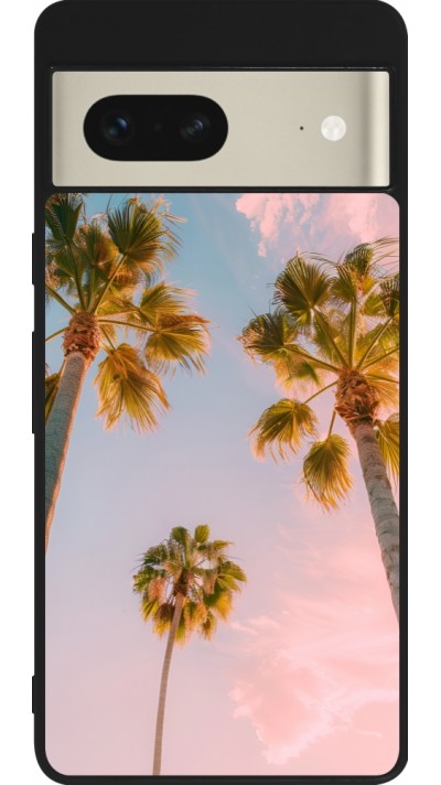 Google Pixel 7 Case Hülle - Silikon schwarz Summer 2025 Palmiers