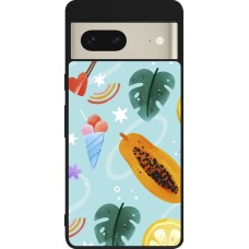 Google Pixel 7 Case Hülle - Silikon schwarz Summer 2025 Pattern papaya