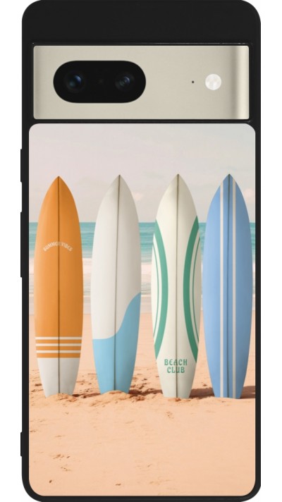 Coque Google Pixel 7 - Silicone rigide noir Summer surfboard 2025