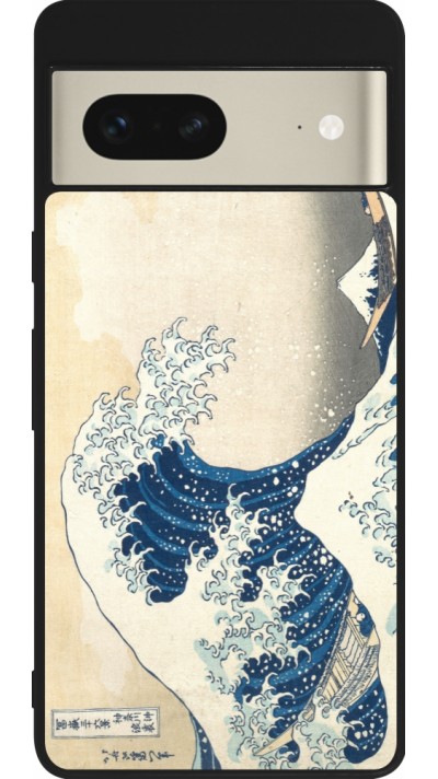 Coque Google Pixel 7 - Silicone rigide noir Tableau art - La Grande Vague de Kanagawa - Hokusai