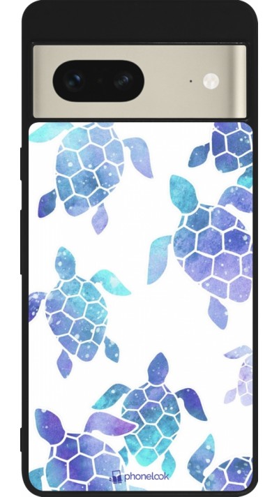 Google Pixel 7 Case Hülle - Silikon schwarz Turtles pattern watercolor