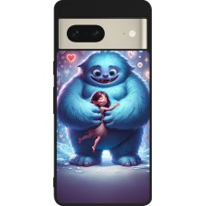 Google Pixel 7 Case Hülle - Silikon schwarz Valentin 2024 Flauschige Liebe