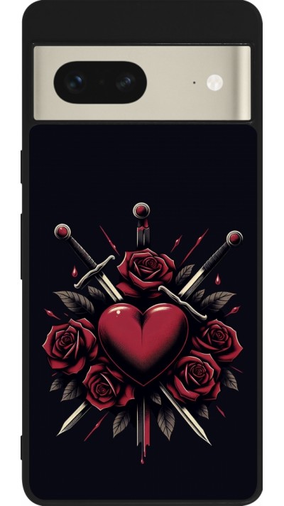 Google Pixel 7 Case Hülle - Silikon schwarz Valentine 2024 gothic love