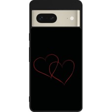 Google Pixel 7 Case Hülle - Silikon schwarz Valentine 2023 attached heart