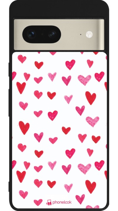 Google Pixel 7 Case Hülle - Silikon schwarz Valentine 2022 Many pink hearts