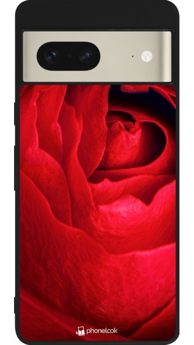 Google Pixel 7 Case Hülle - Silikon schwarz Valentine 2022 Rose