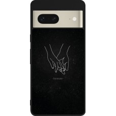 Google Pixel 7 Case Hülle - Silikon schwarz Valentine 2023 hands forever