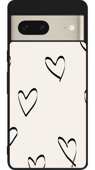 Google Pixel 7 Case Hülle - Silikon schwarz Valentine 2023 minimalist hearts