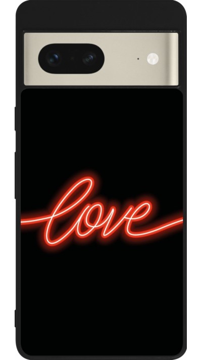 Google Pixel 7 Case Hülle - Silikon schwarz Valentine 2023 neon love
