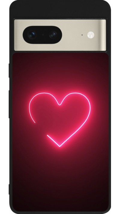 Google Pixel 7 Case Hülle - Silikon schwarz Valentine 2023 single neon heart