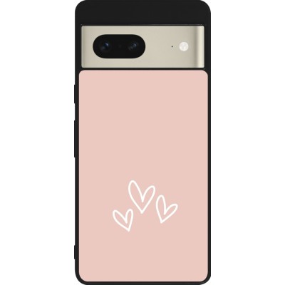 Google Pixel 7 Case Hülle - Silikon schwarz Valentine 2023 three minimalist hearts