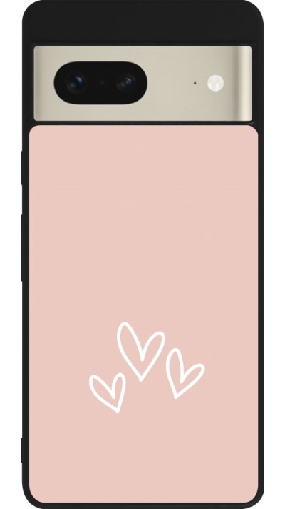 Google Pixel 7 Case Hülle - Silikon schwarz Valentine 2023 three minimalist hearts