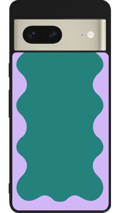 Google Pixel 7 Case Hülle - Silikon schwarz Wavy Rectangle Green Purple