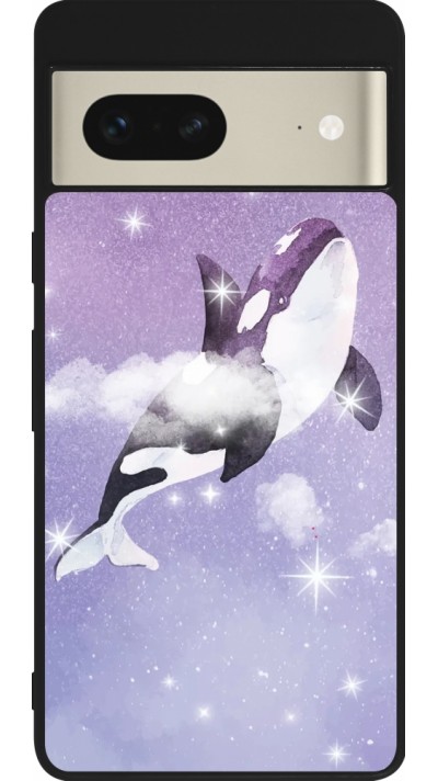 Google Pixel 7 Case Hülle - Silikon schwarz Whale in sparking stars