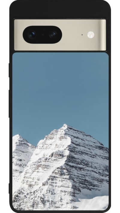 Google Pixel 7 Case Hülle - Silikon schwarz Winter 22 blue sky mountain