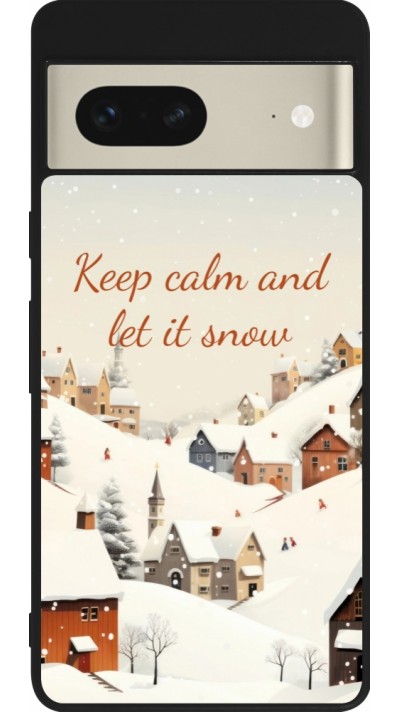 Google Pixel 7 Case Hülle - Silikon schwarz Winter 25 Winter Keep calm and let it snow