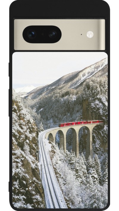 Google Pixel 7 Case Hülle - Silikon schwarz Winter 25 Winter polar express