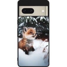 Google Pixel 7 Case Hülle - Silikon schwarz Weihnachten 2023 Fuechslein Tanne