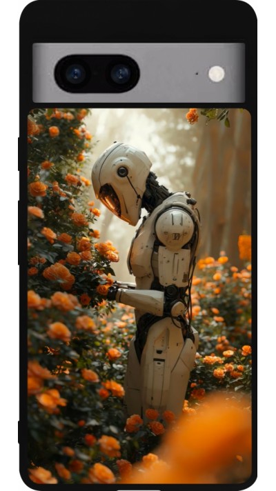 Coque Google Pixel 7a - Silicone rigide noir Astronaut flowers 2025