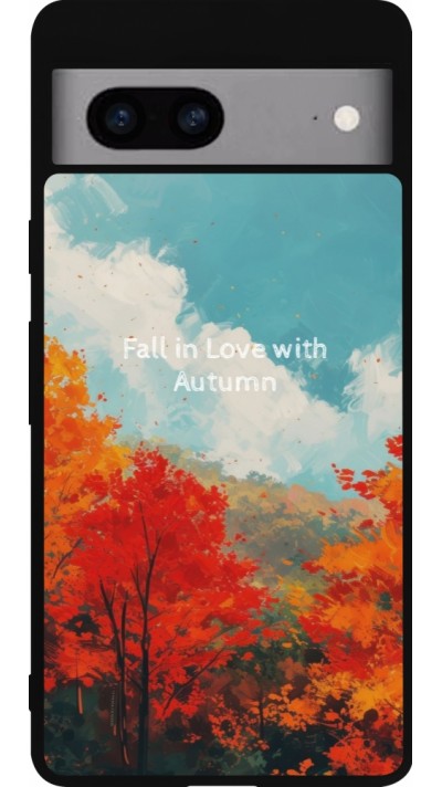 Google Pixel 7a Case Hülle - Silikon schwarz Autumn 25 Fall in love