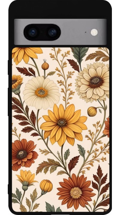 Google Pixel 7a Case Hülle - Silikon schwarz Autumn 25 Flower pattern