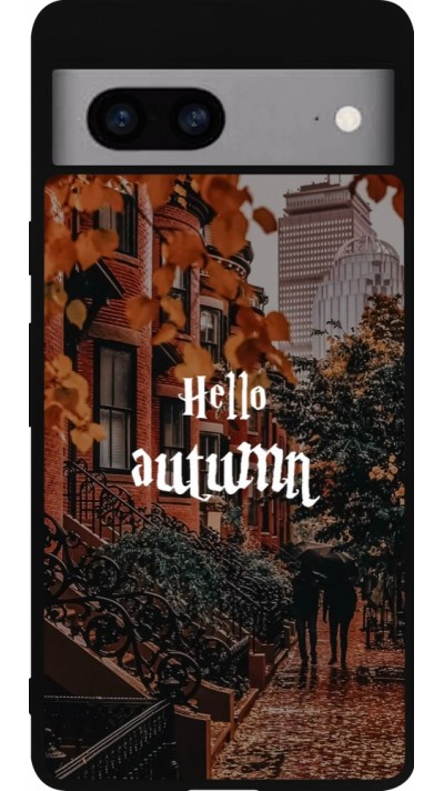 Google Pixel 7a Case Hülle - Silikon schwarz Autumn 25 Hello autumn