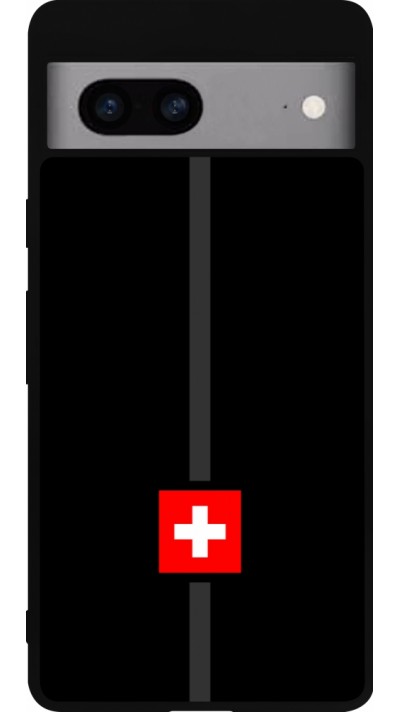 Coque Google Pixel 7a - Silicone rigide noir Canton CH noir
