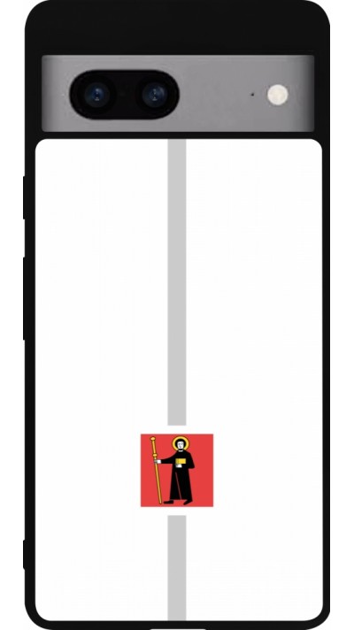 Coque Google Pixel 7a - Silicone rigide noir Canton GL blanc