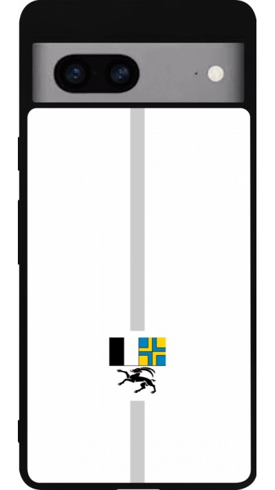 Coque Google Pixel 7a - Silicone rigide noir Canton GR blanc