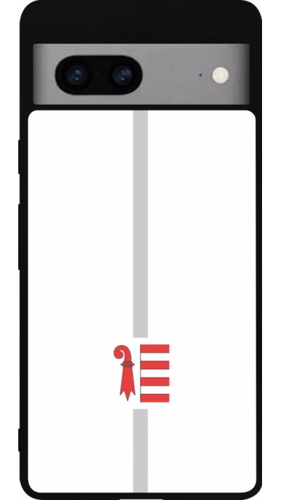 Coque Google Pixel 7a - Silicone rigide noir Canton JU blanc