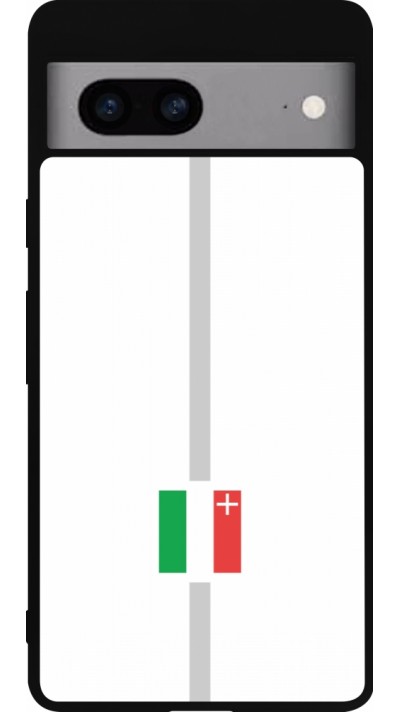 Coque Google Pixel 7a - Silicone rigide noir Canton NE blanc