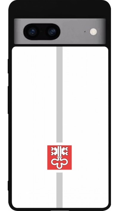 Coque Google Pixel 7a - Silicone rigide noir Canton NW blanc