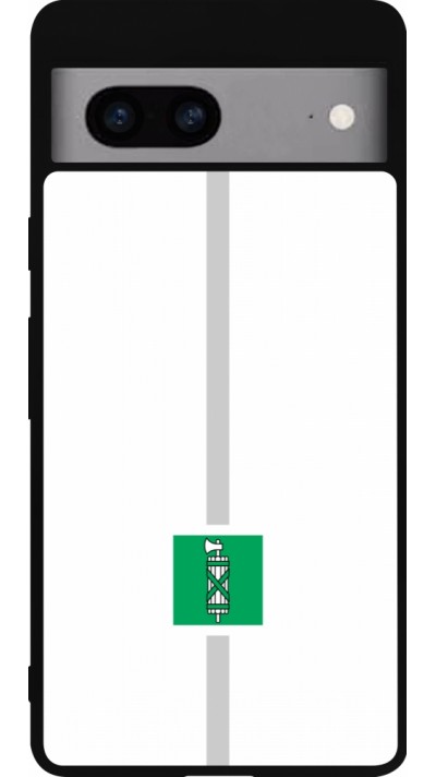 Coque Google Pixel 7a - Silicone rigide noir Canton SG blanc