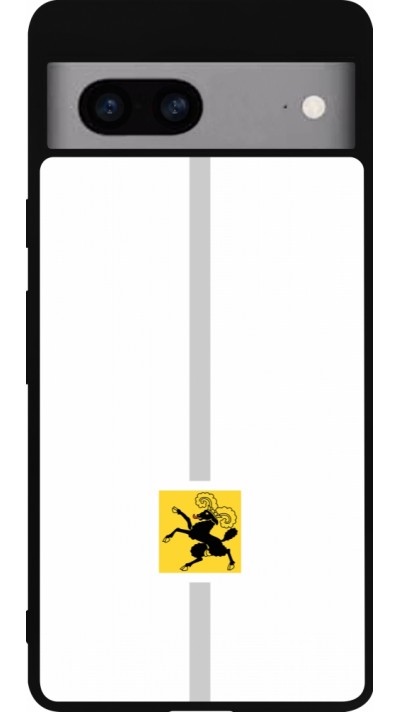 Coque Google Pixel 7a - Silicone rigide noir Canton SH blanc