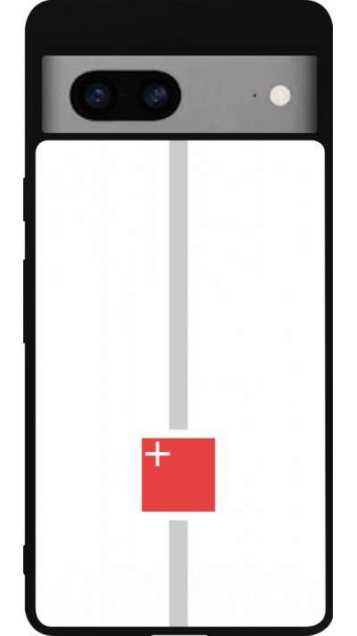 Coque Google Pixel 7a - Silicone rigide noir Canton SZ blanc