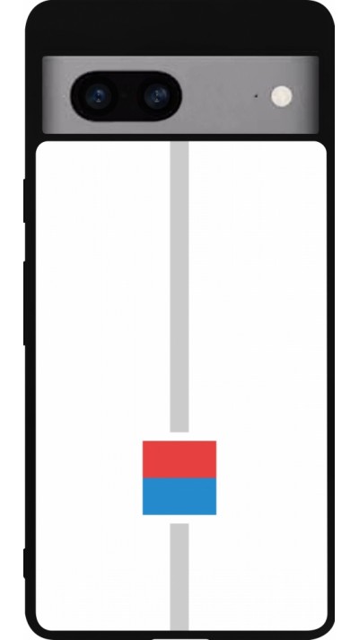 Coque Google Pixel 7a - Silicone rigide noir Canton TI blanc