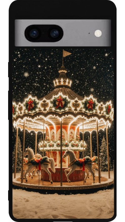 Google Pixel 7a Case Hülle - Silikon schwarz Christmas 25 Carousel