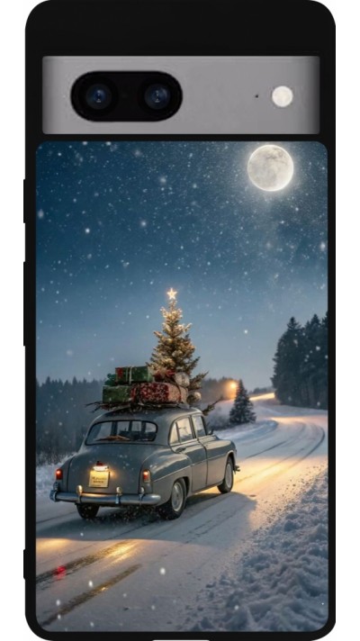 Google Pixel 7a Case Hülle - Silikon schwarz Christmas 25 Car with Tree Xmas