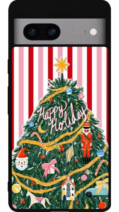 Google Pixel 7a Case Hülle - Silikon schwarz Christmas 25 Happy Holiday