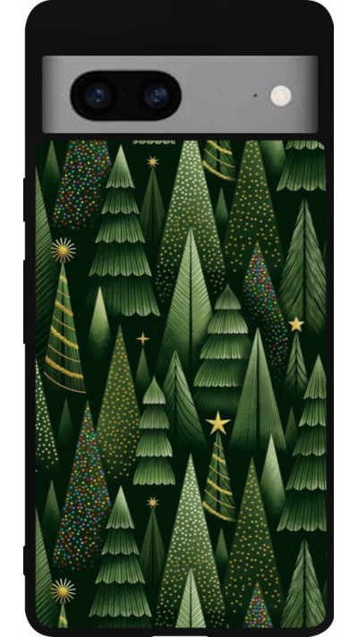 Google Pixel 7a Case Hülle - Silikon schwarz Christmas 25 Pattern Xmas Tree