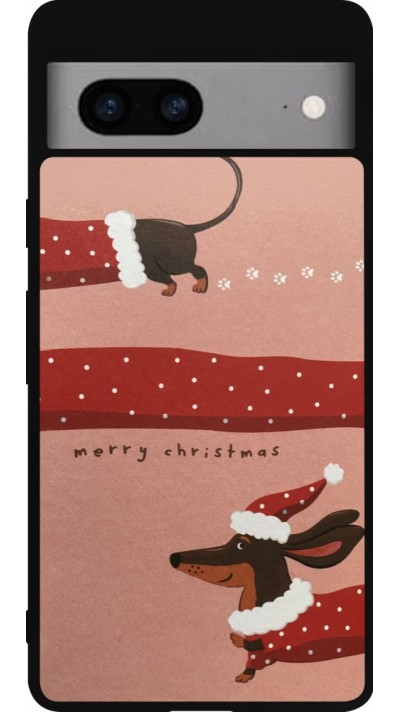 Google Pixel 7a Case Hülle - Silikon schwarz Christmas 25 Teckel Merry Xmas