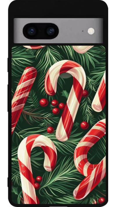 Google Pixel 7a Case Hülle - Silikon schwarz Christmas 25 Xmas Stick