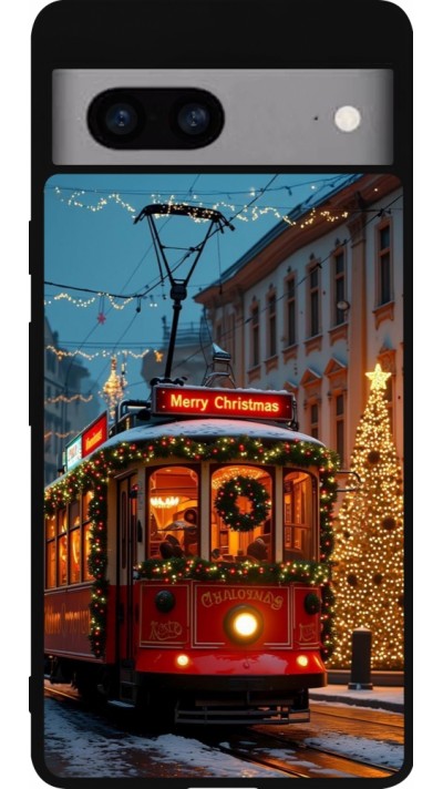Google Pixel 7a Case Hülle - Silikon schwarz Christmas 25 Xmas Train