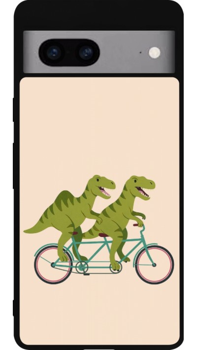 Google Pixel 7a Case Hülle - Silikon schwarz Dinosaurs on bikes 2026