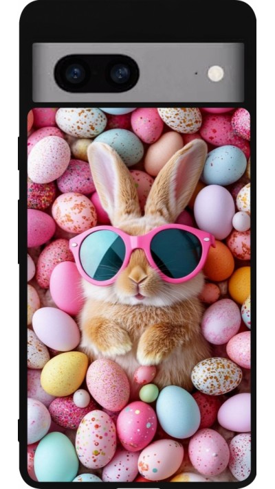 Google Pixel 7a Case Hülle - Silikon schwarz Easter 2026 Rabbit fun