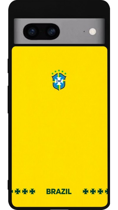Google Pixel 7a Case Hülle - Silikon schwarz Brasilien 2026 personalisierbares Fussballtrikot