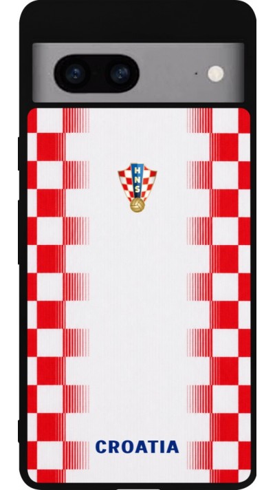 Google Pixel 7a Case Hülle - Silikon schwarz Kroatien 2026 personalisierbares Fussballtrikot
