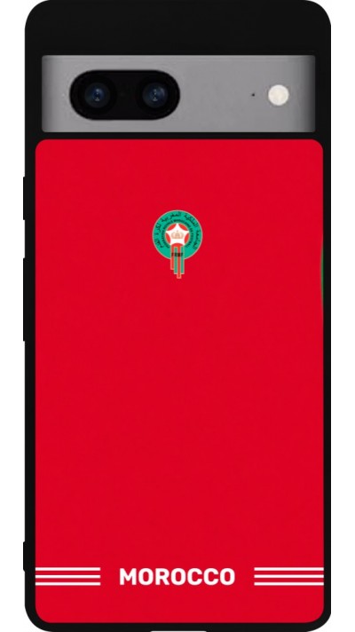 Google Pixel 7a Case Hülle - Silikon schwarz Marokko 2026 personalisierbares Fussballtrikot