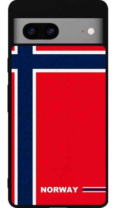 Google Pixel 7a Case Hülle - Silikon schwarz Norwegen 2026 personalisierbares Fussballtrikot