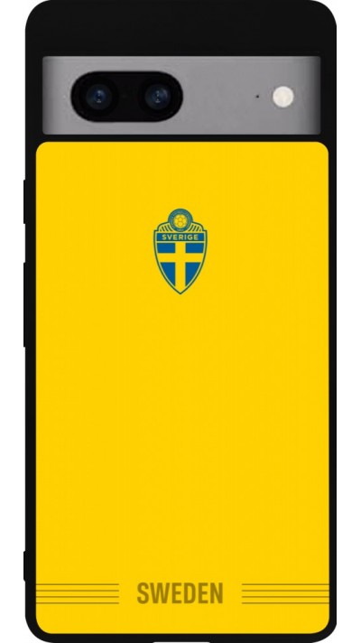 Google Pixel 7a Case Hülle - Silikon schwarz Schweden 2026 personalisierbares Fussballtrikot